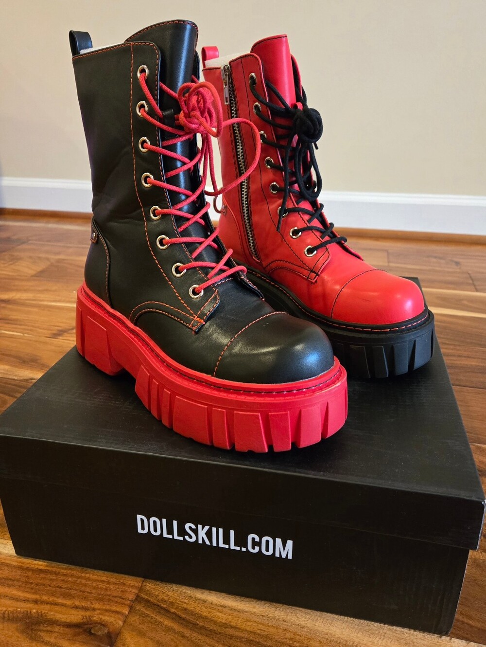 Dolls Kill Current Mood Devil Games Mismatched Combat Boots